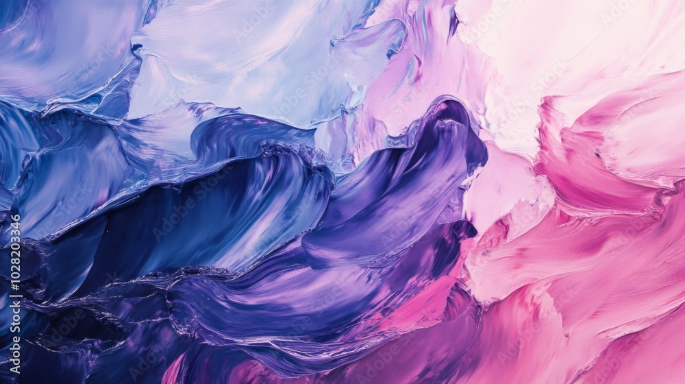 Obraz premium Abstract Painting with Blue, Purple, and Pink Hues
