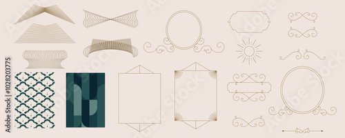 Vintage deco frame and border. Abstract decoration element object