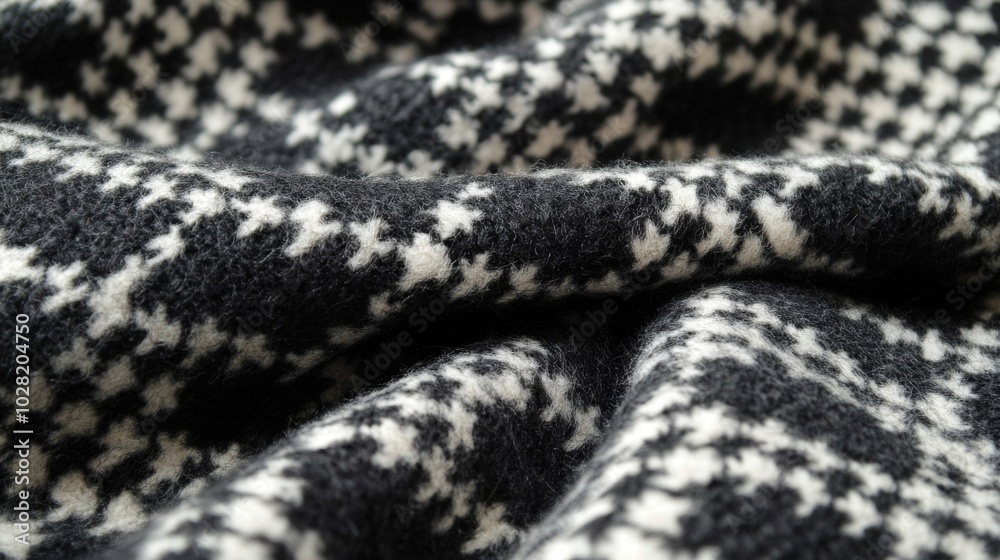 Close-up of Black and White Houndstooth Fabric Close-up of Black and White Houndstooth Fabric
