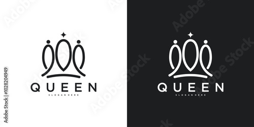 Royal Princess queen crown logo design. Premium Vector