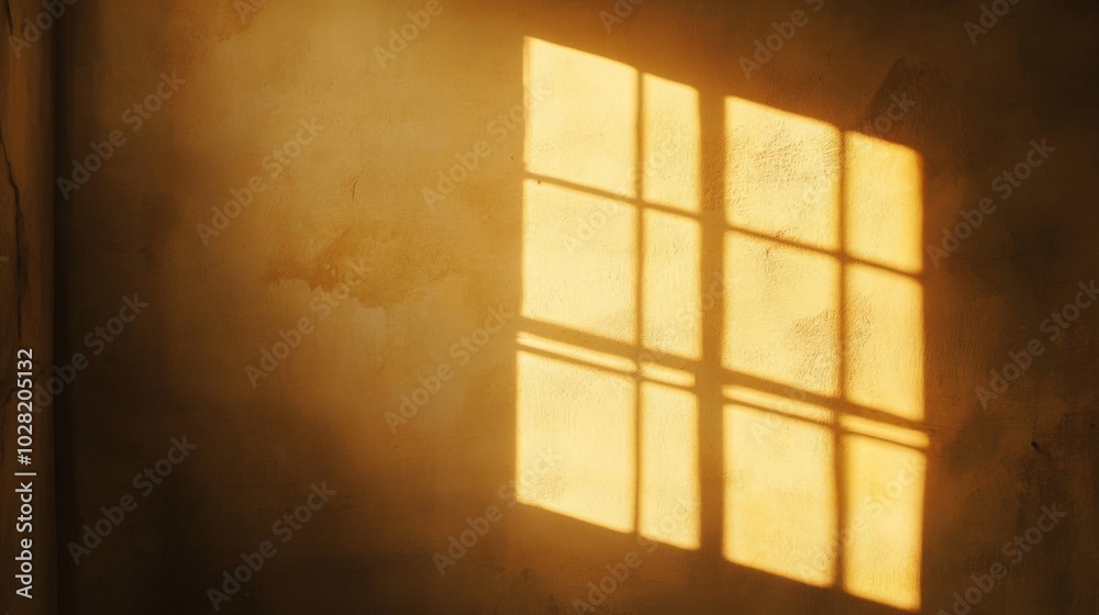 Window Shadow Cast on a Yellow Wall Window Shadow Cast on a Yellow Wall