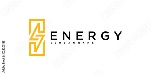 Energy logo, abstract letter S and lightning icon design. Premium Vector