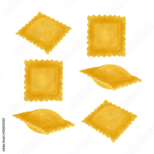 Vector Illustration Logo Clipart Italian Ravioli Isolated