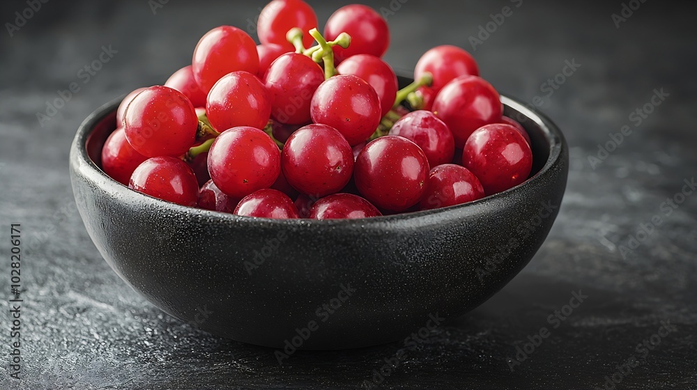 Grape in bowl on a black stone background Copy space : Generative AI Grape in bowl on a black stone background Copy space : Generative AI