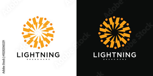 Abstract sun logo design. lightning circle or energy. Premium Vector