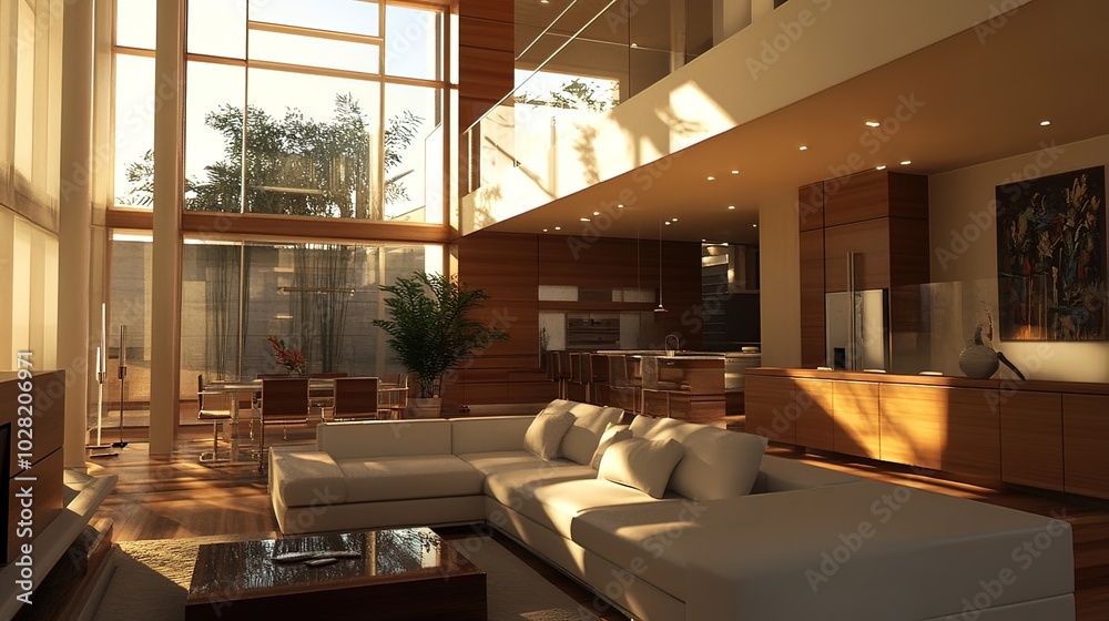 Modern Open-Plan Living Room with Natural Light Modern Open-Plan Living Room with Natural Light