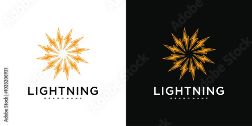 Abstract sun logo design. lightning circle or energy. Premium Vector