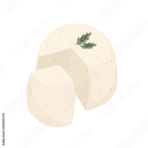 Vector Illustration Logo Clipart Fresh Ricotta Italian Cheese 