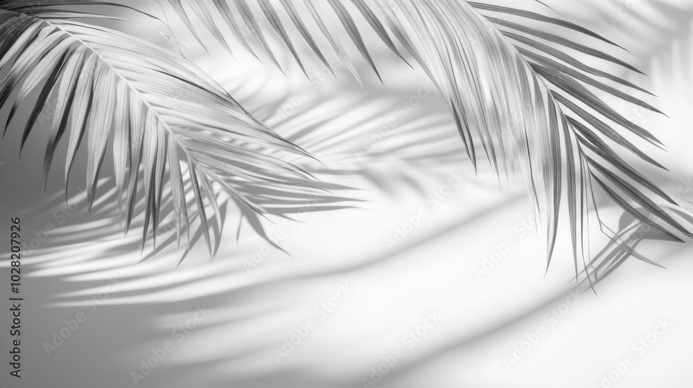 Obraz premium Palm Leaf Shadows Cast on a White Surface