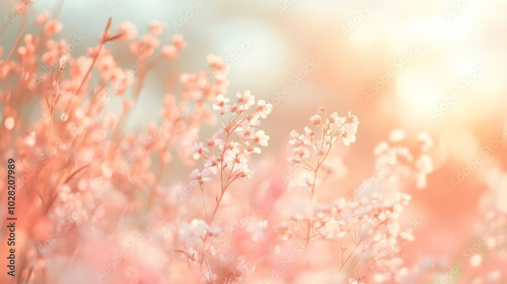 Delicate White Flowers in a Softly Lit Field Delicate White Flowers in a Softly Lit Field