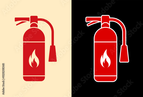 fire extinguisher vector, fire killer, fire reel hose on isolated background. Fire extinguisher icon in flat  icon design