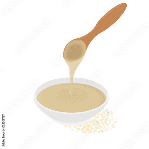 Vector Illustration Logo Clipart Tahini or Tahina Paste from Sesame Seeds