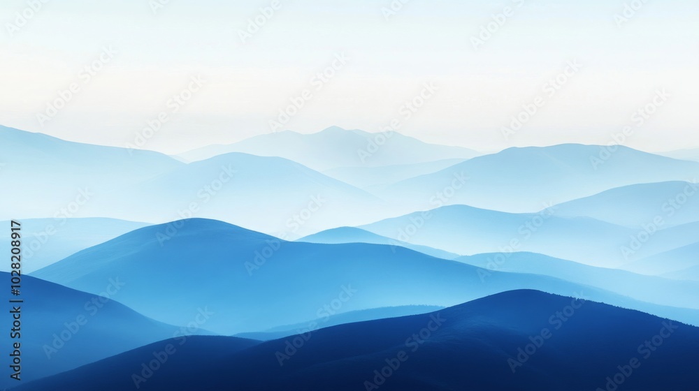 Fototapeta premium Blue Mountains Under a Haze of Mist