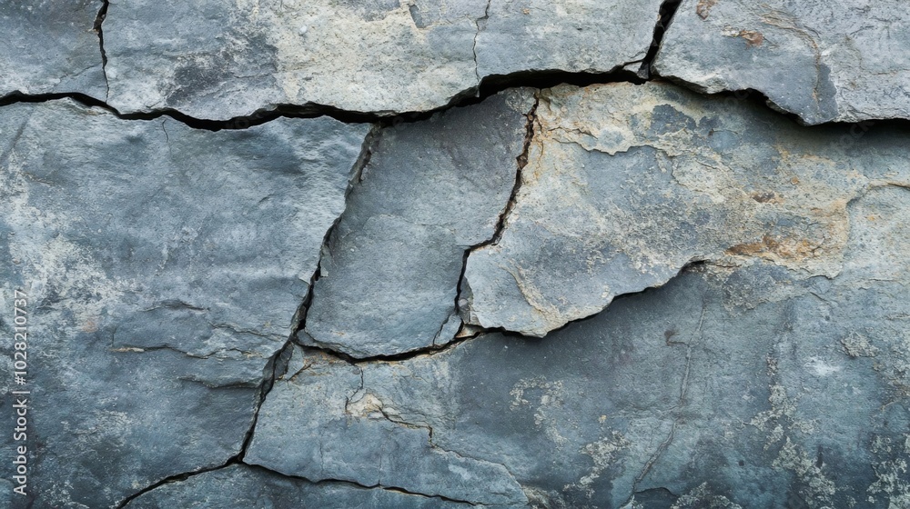 Obraz premium Close-up of a Cracked Gray Rock Surface