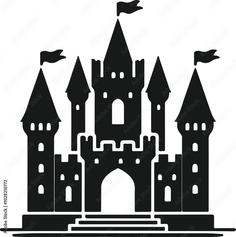 Obraz premium Castle silhouette vector art illustration