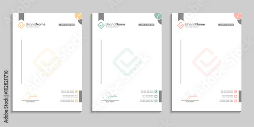 letterhead design vector template bundle with retro color variation 