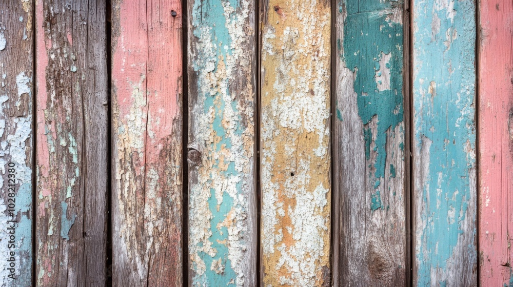 Weathered Wooden Fence with Peeling Paint Weathered Wooden Fence with Peeling Paint