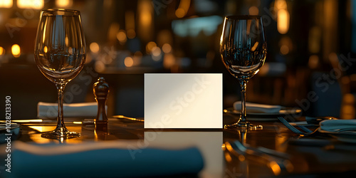 Blank Menu Card on a Table in a Restaurant.