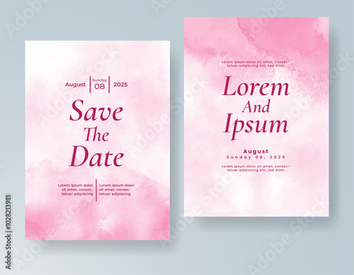 Wedding invitation with Abstract splashed watercolor background