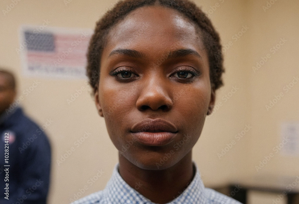 policewoman or soldier is drafted and examined, going to war, American flag, American soldier, or African American woman goes to vote and casts her vote at the polling station policewoman or soldier is drafted and examined, going to war, American flag, American soldier, or African American woman goes to vote and casts her vote at the polling station