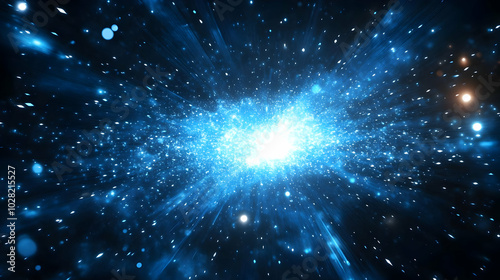 Blue Explosion in Space.