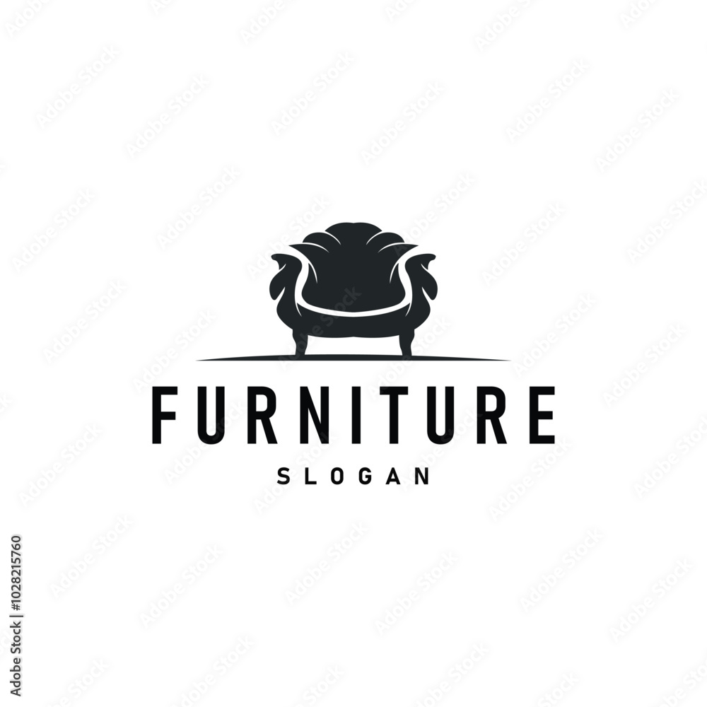 Obraz premium Simple elegant minimalist home interior furniture logo design illustration template