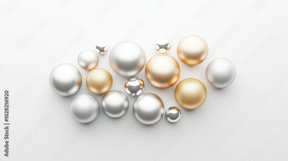 Elegant Collection of Metallic Spheres in Gold and Silver Colors Elegant Collection of Metallic Spheres in Gold and Silver Colors