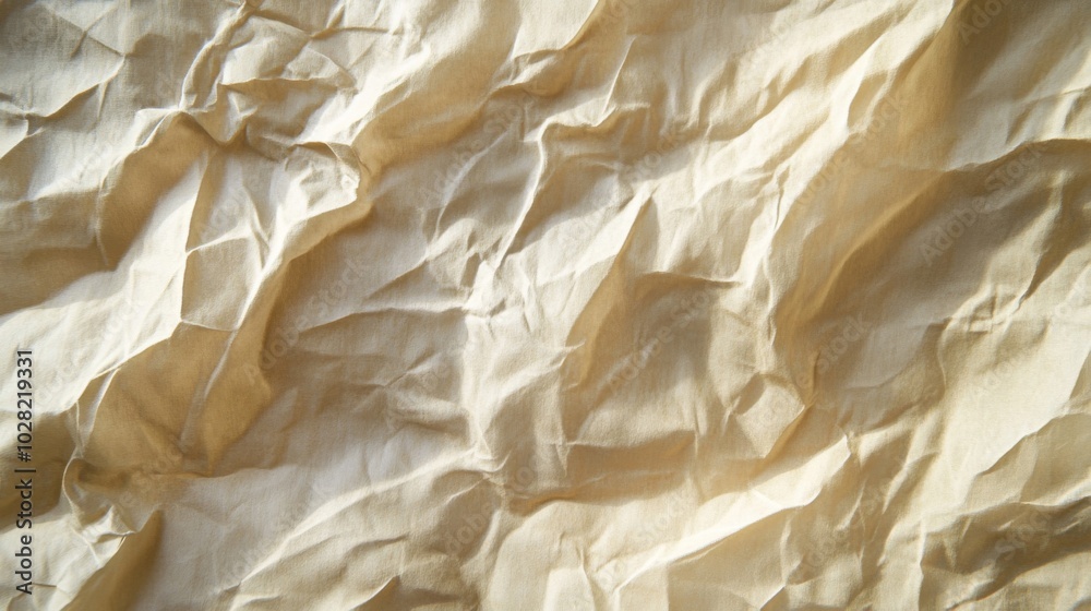 Obraz premium A Wrinkled Beige Fabric Surface