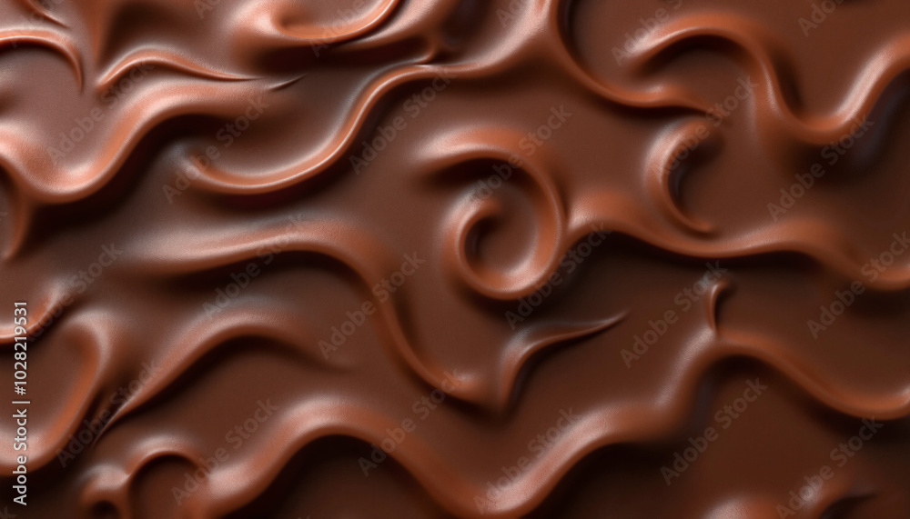 Smooth molten chocolate texture with flowing waves and swirls creating an indulgent backdrop, Chocolate Day Smooth molten chocolate texture with flowing waves and swirls creating an indulgent backdrop, Chocolate Day