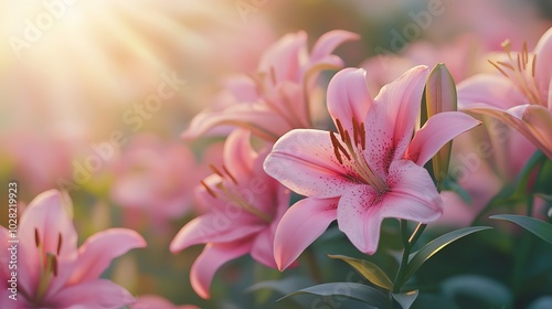 Pink Lilies in Soft Sunlight