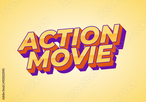 Action movie. Text effect in 3D look with modern colors