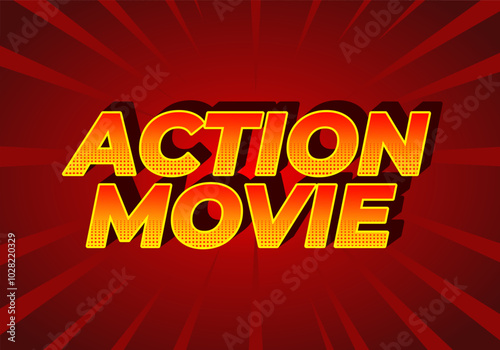 Action movie. Text effect in 3D look with modern colors