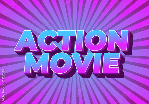 Action movie. Text effect in 3D look with modern colors