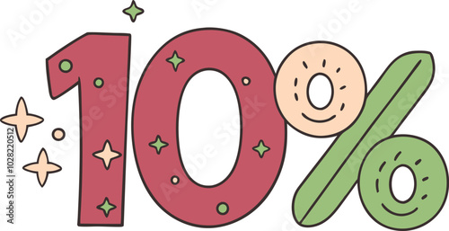 Playful discount illustration with colorful numeral and percentage sign