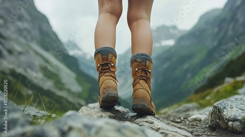 Hiking Boots in Mountain Landscape