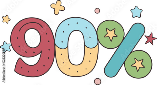 Playful pastel 90% discount with stars and dots in hand drawn style