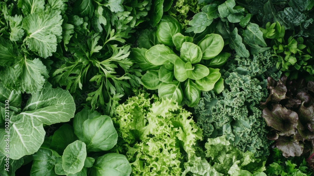 A Diverse Collection of Fresh Green Leafy Vegetables A Diverse Collection of Fresh Green Leafy Vegetables