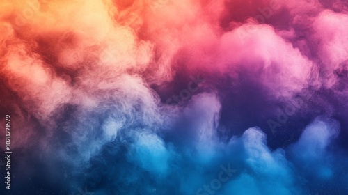 Abstract Swirling Clouds of Orange, Pink, and Blue Powder