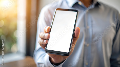 businessman holding a mobile phone