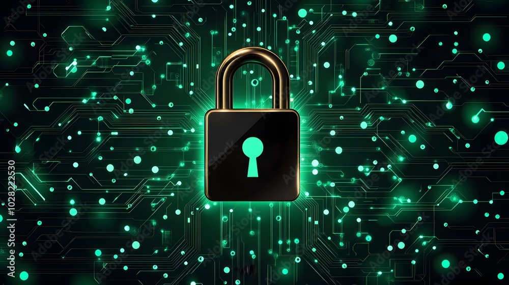 A visual metaphor for cybersecurity featuring a digital padlock securing a user's private information