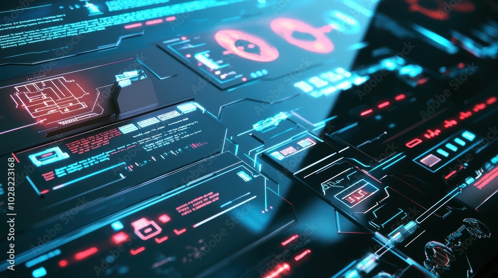 Fototapeta premium Futuristic Holographic Control Panel Interface Design