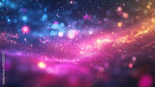 Abstract Glittering Background with Bokeh and Swirling Lights