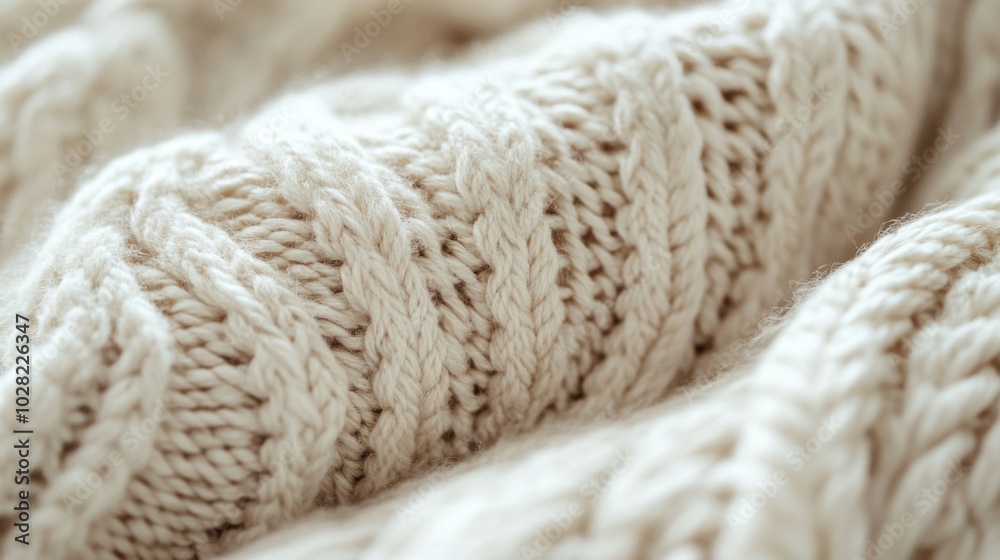 Close-up of Soft, Knitted, White Fabric Close-up of Soft, Knitted, White Fabric