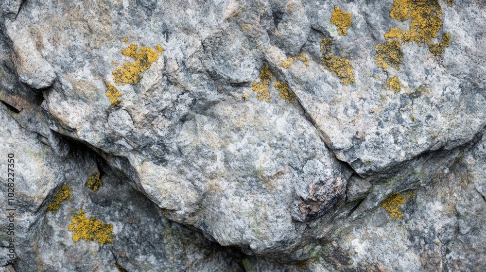 Close-up of Rough Grey Rock with Yellow Lichen Close-up of Rough Grey Rock with Yellow Lichen