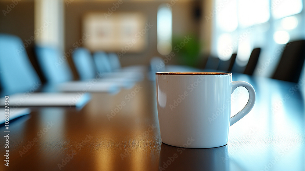 clean conference room table adorned with neatly arranged coffee cups symbolizes collaboration, productivity, and the energizing spirit of teamwork during meetings and brainstorming sessions clean conference room table adorned with neatly arranged coffee cups symbolizes collaboration, productivity, and the energizing spirit of teamwork during meetings and brainstorming sessions
