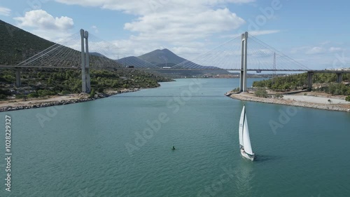 Passing High Brodge Chalkida with a yacht photo