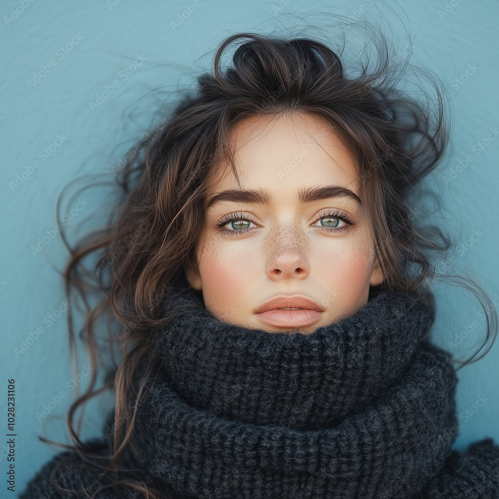 A stylish young woman is elegantly dressed in a hand-knitted wool sweater and coat, embodying a cozy autumn vibe. Her urban outfit is colorful and modern, perfect for a chilly day in a trendy city. A stylish young woman is elegantly dressed in a hand-knitted wool sweater and coat, embodying a cozy autumn vibe. Her urban outfit is colorful and modern, perfect for a chilly day in a trendy city.
