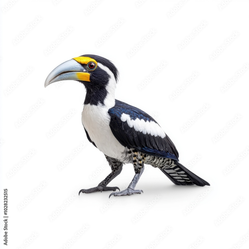 Fototapeta premium Elegant Oriental Hornbill on White Background