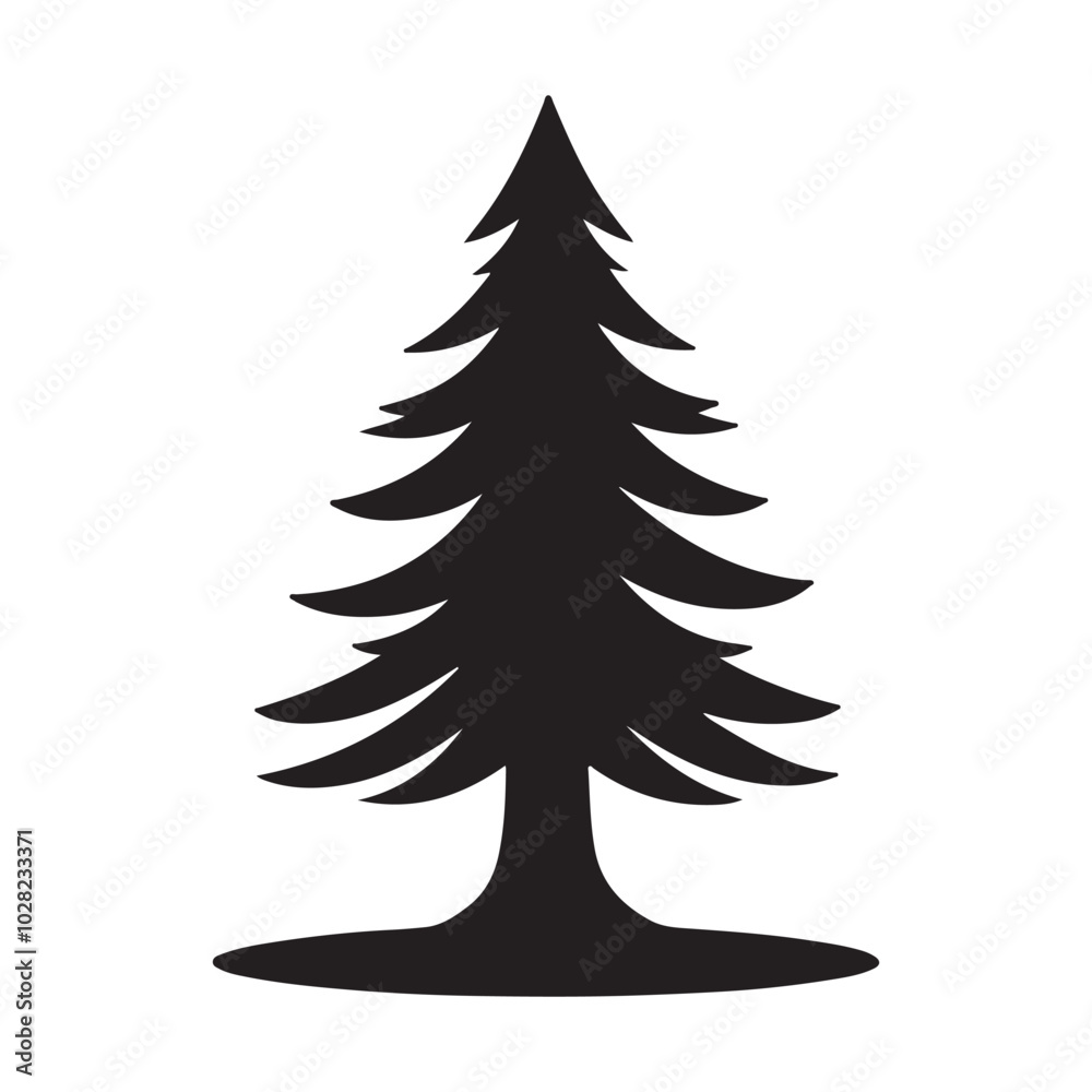 Obraz premium A spruce tree of silhouette vector illustration on white