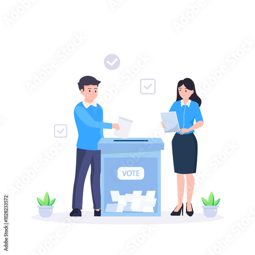 participate to vote at Election time, vector illustration